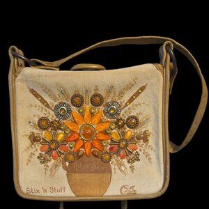 Vintage 1960's Enid Collins "Stix 'N Stuff" Embellished Purse Autumn/Fall Colors